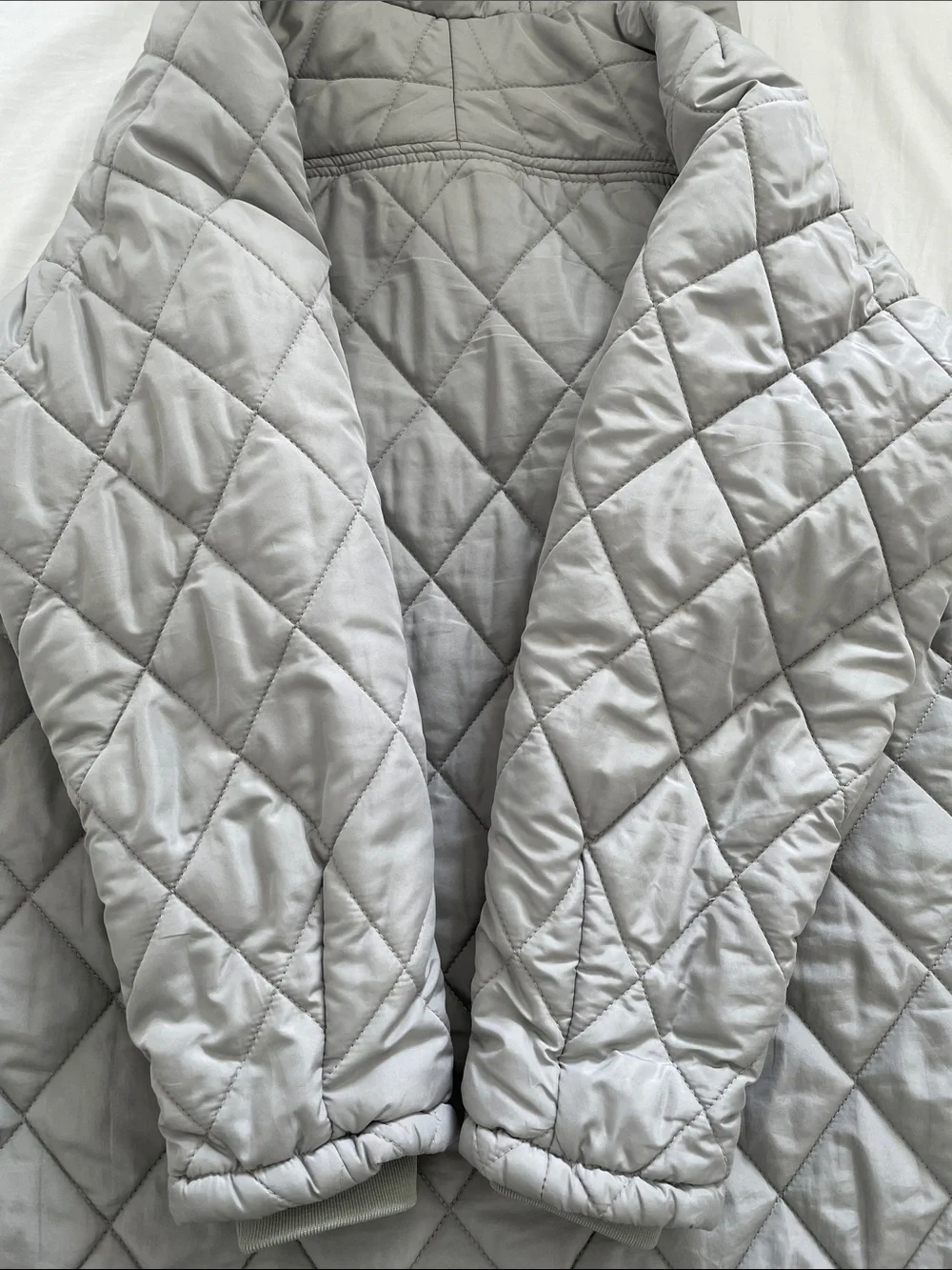Zara Girls’ Light Grey Quilted Hooded Puff Jacket Size 11-12Y